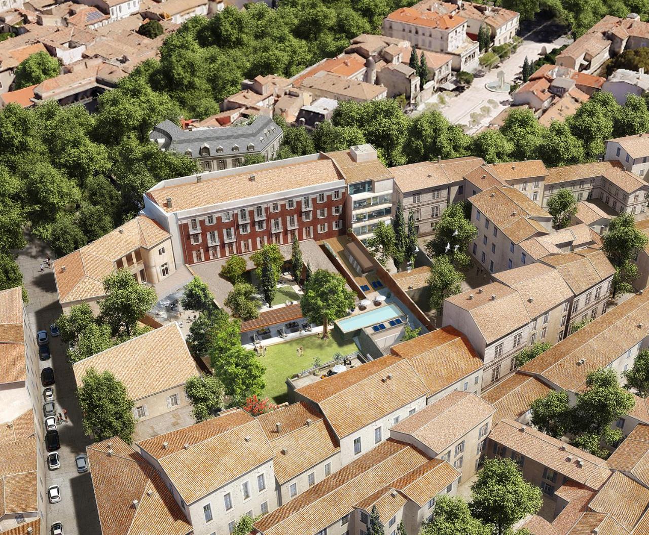Maison Albar Hotels L'Imperator Nîmes Exteriör bild Aerial view of the town